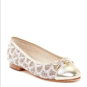 Sam Edelman Sara Metallic Sequins Cheetah Animal Print Ballet Flats Gold 8.5